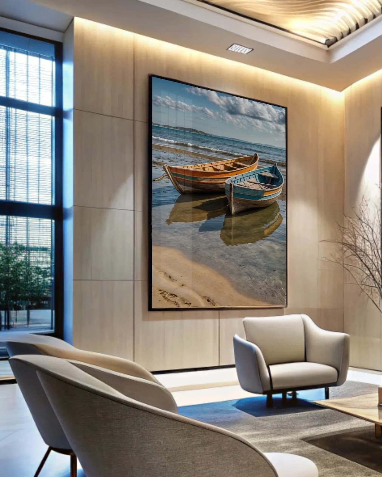 Quadro Barcos na Praia Dourada