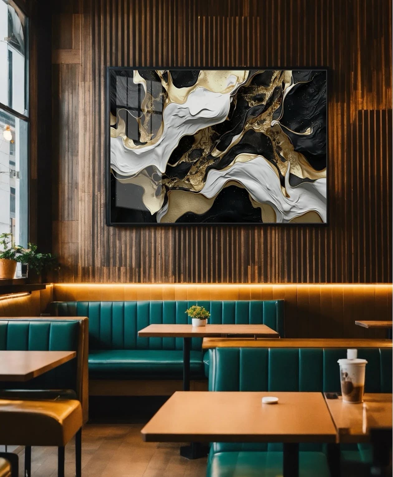 Quadro Abstrato Fluido em Tons Quentes
