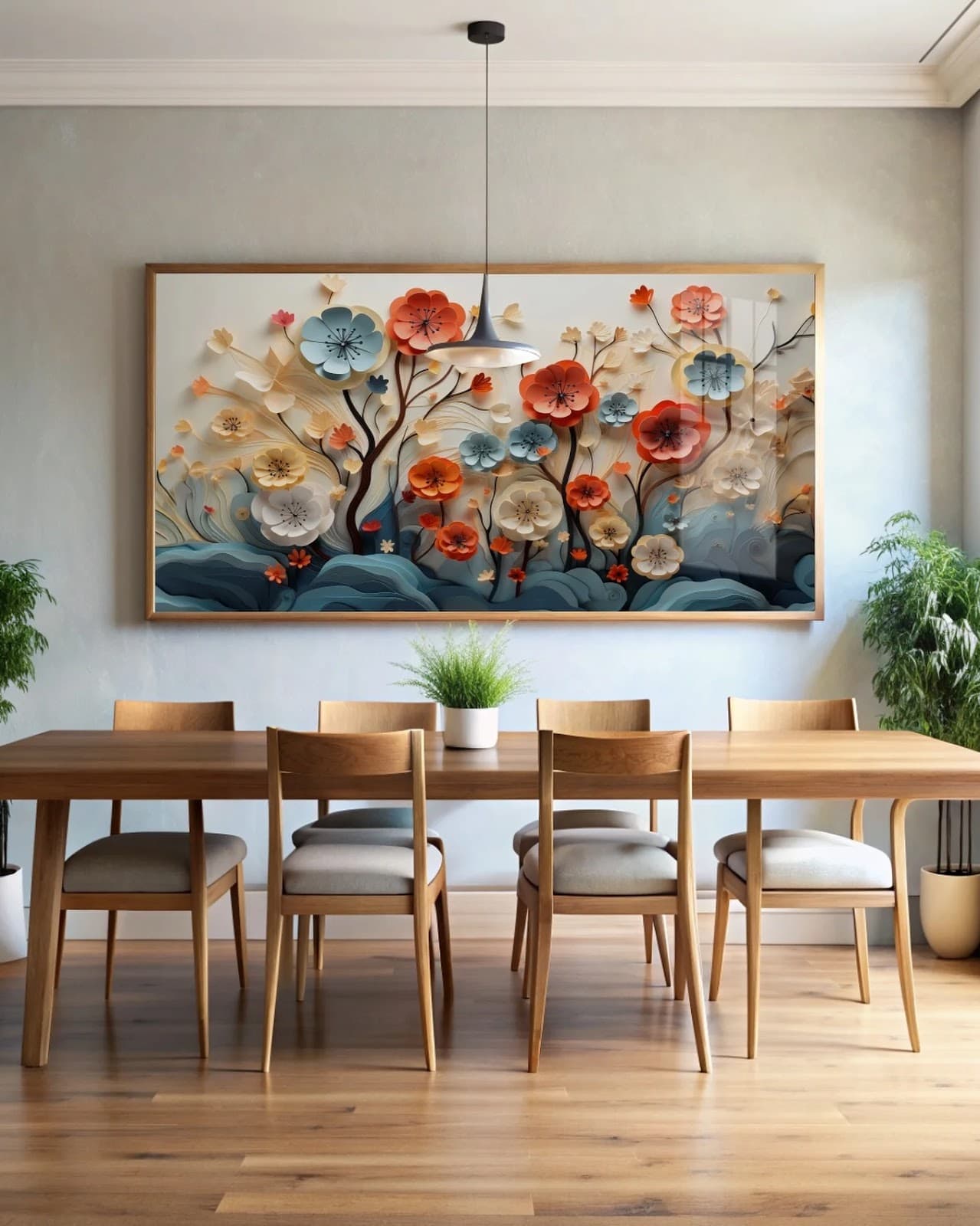 Quadro Árvore Florida em Abraço Celestial