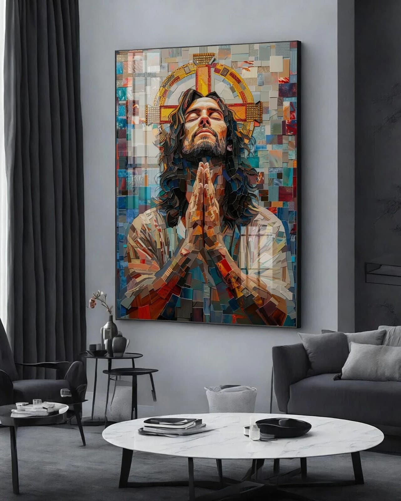 Quadro Oração Celestial Religiosa