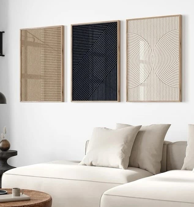 Trio de Quadros Decorativos Linhas