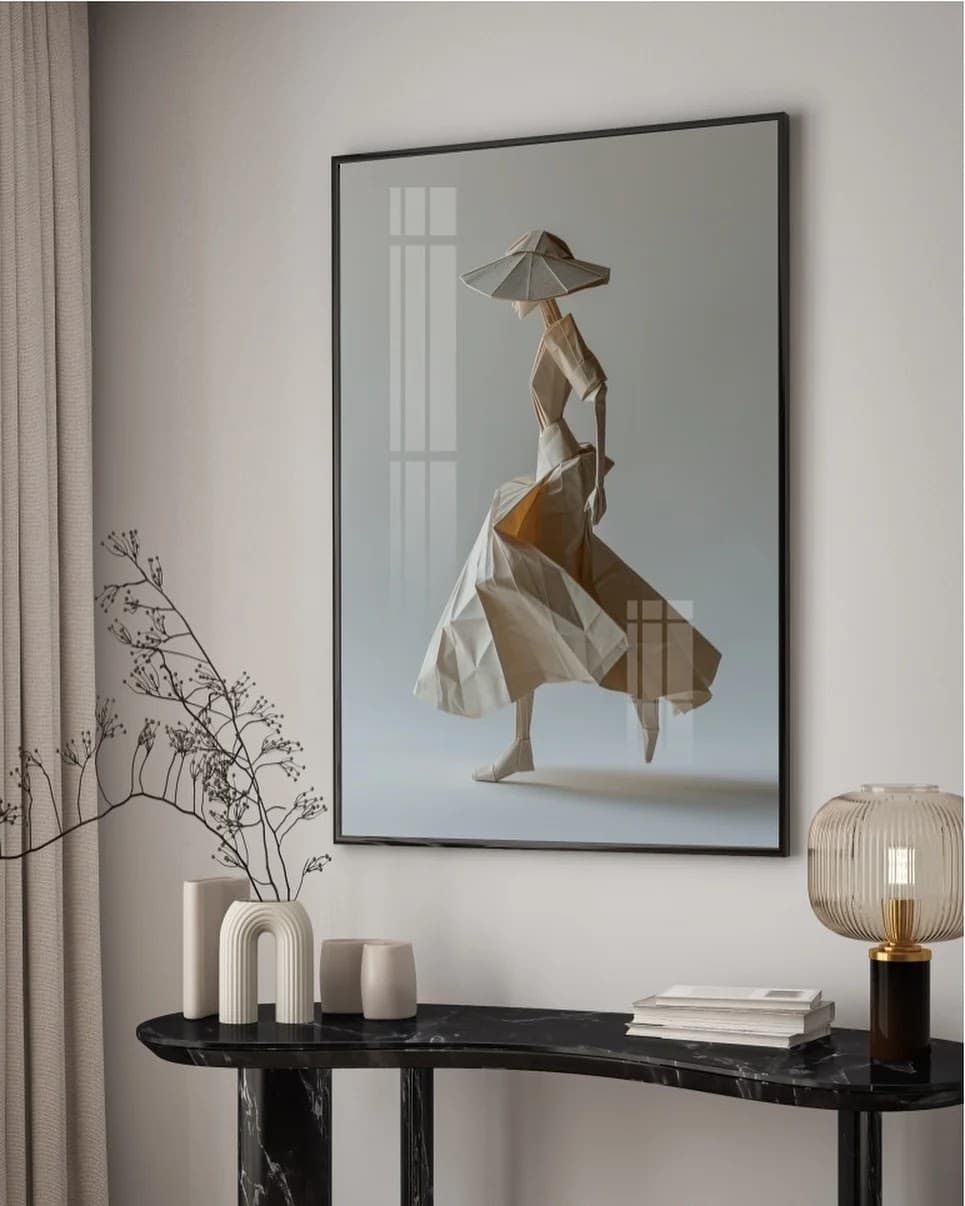 Quadro Origami Mulher com Sombrinha