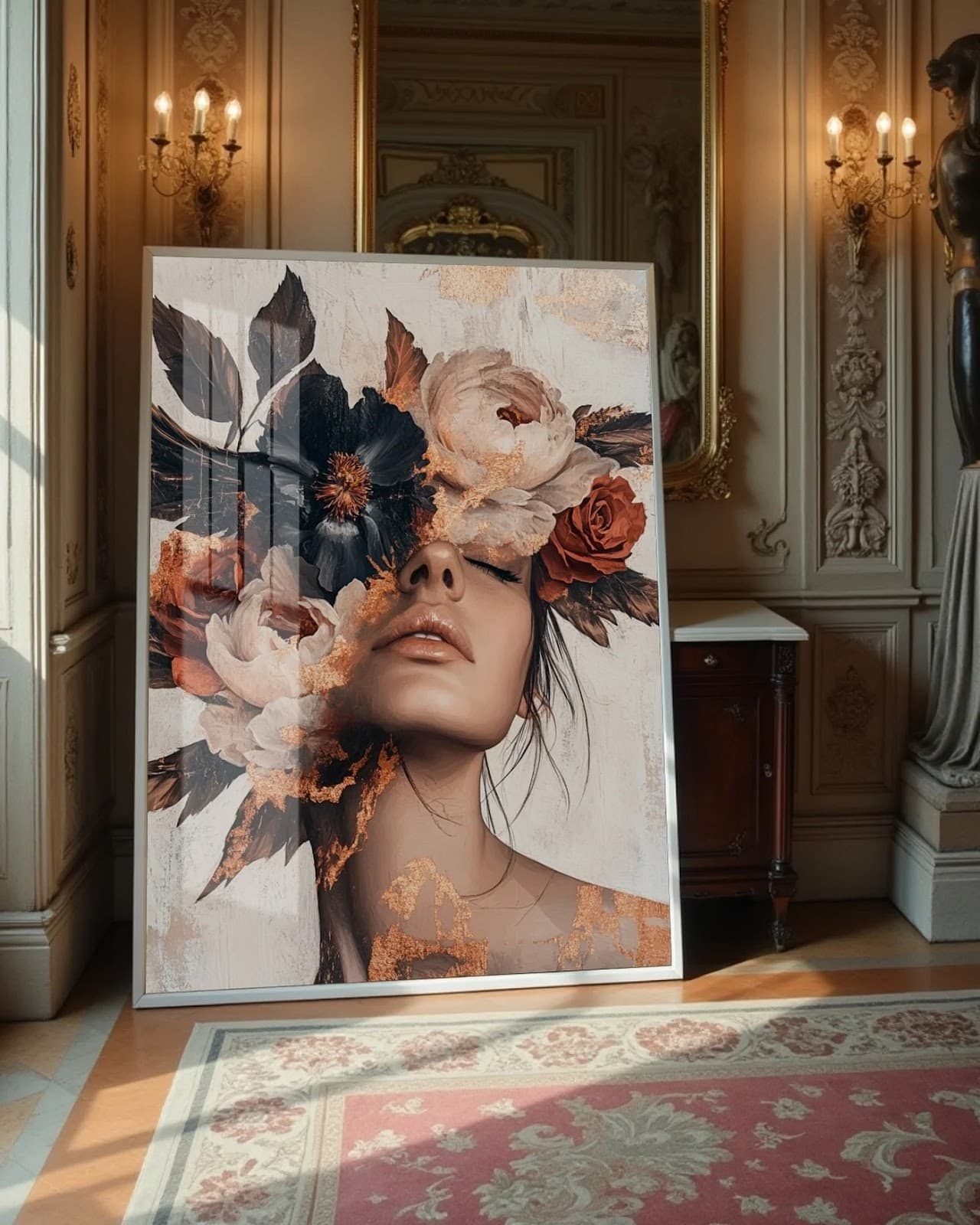 Quadro Flores e Mulher Fusão