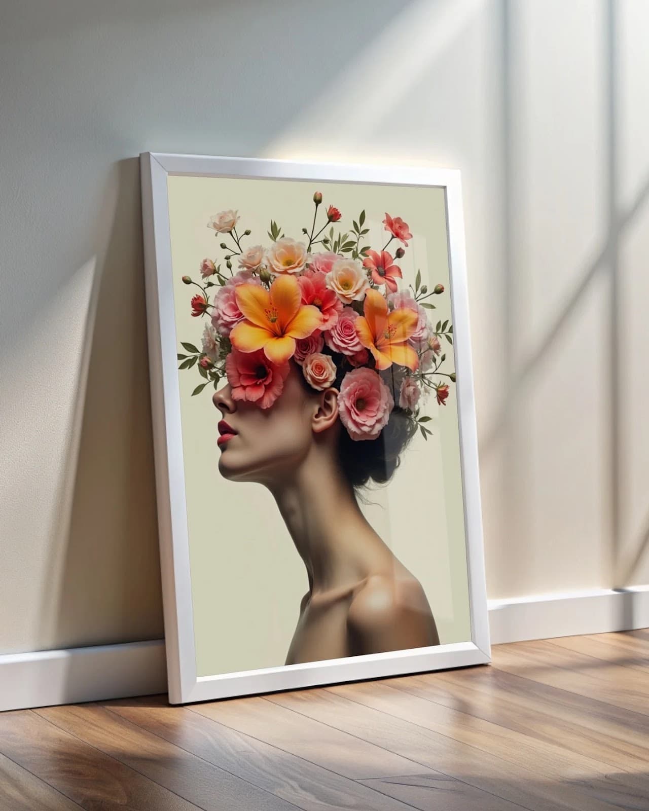 Quadro Mulher Floral em Perfil