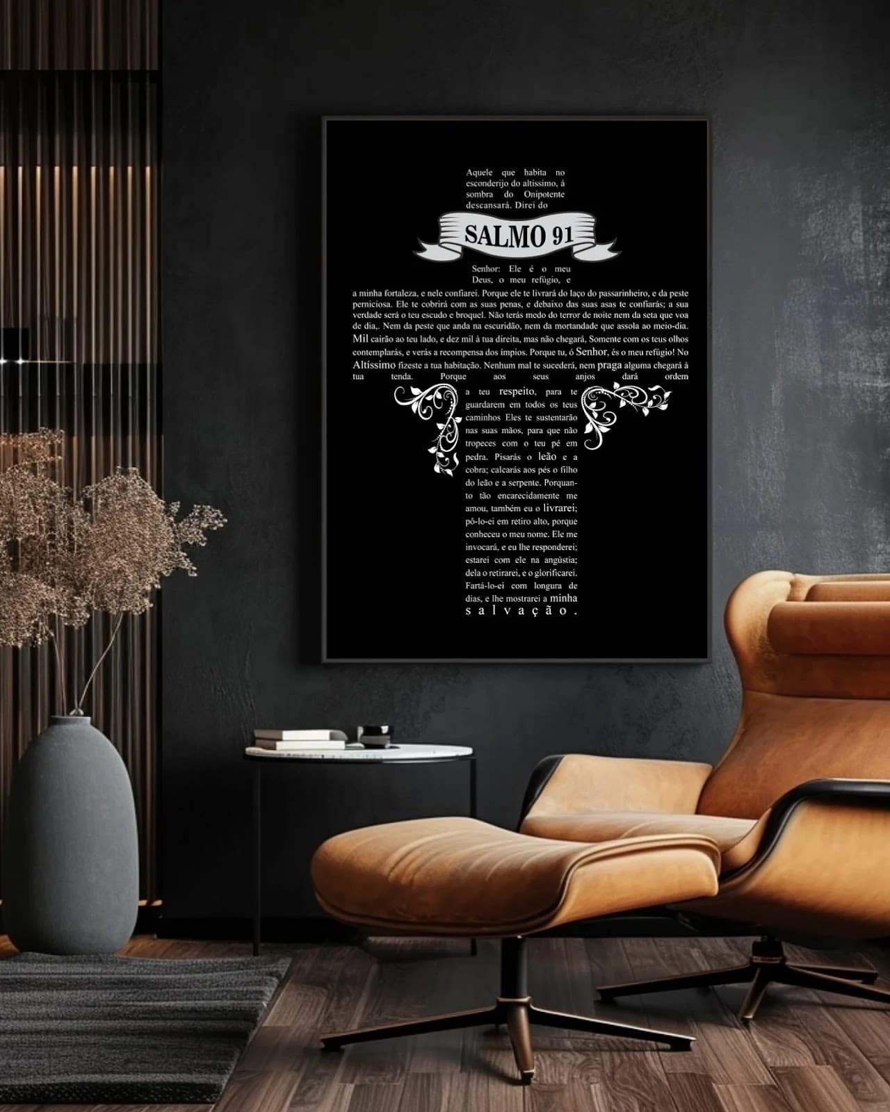 Quadro Decorativo preto Salmo 91