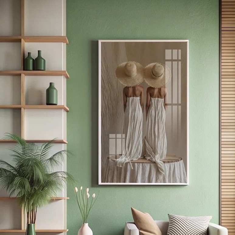 Quadro Mulheres com Chapéus de Palha