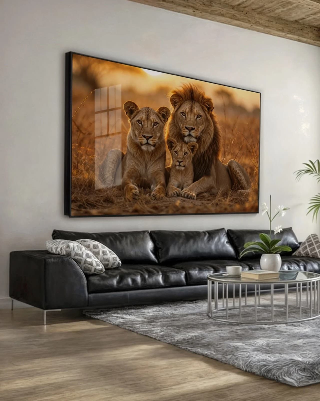 Quadro Leões na Savana