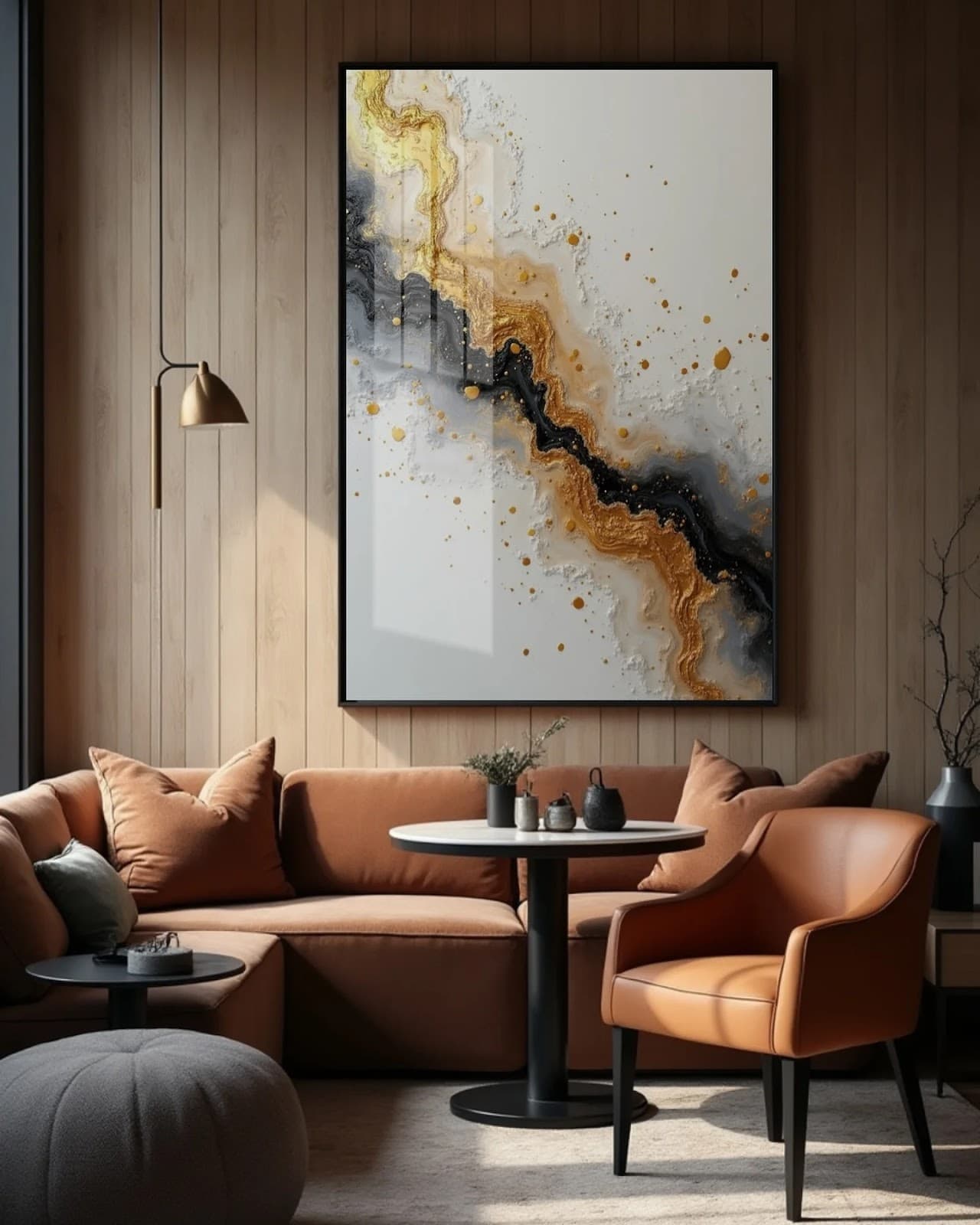 Quadro Abstrações em Dourado Derramado