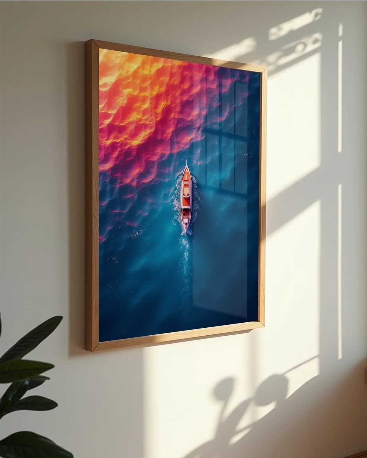 Quadro Barco Vista Aérea Colorida
