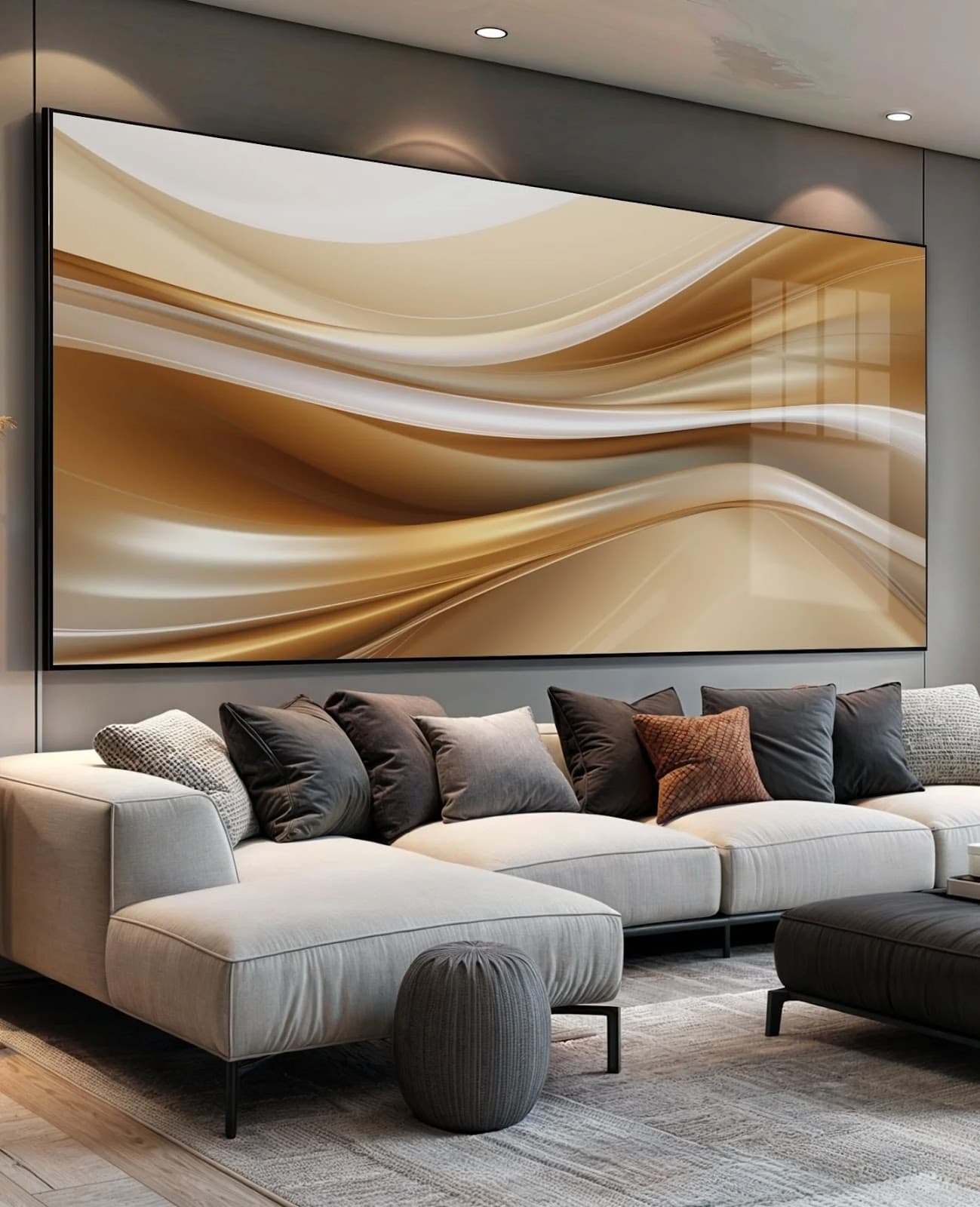 Quadro Superfícies Fluidas Douradas