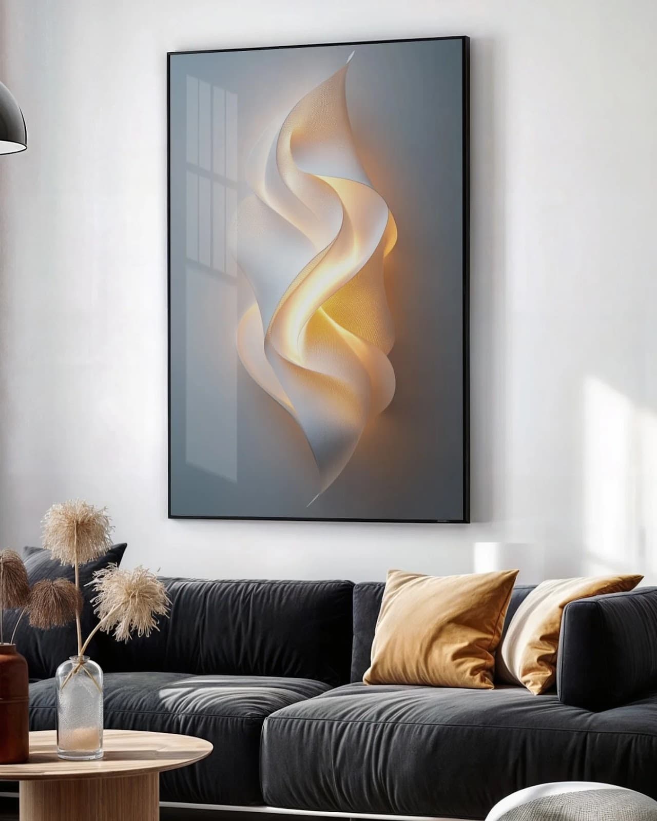 Quadro Fluxo Dourado Abstrato