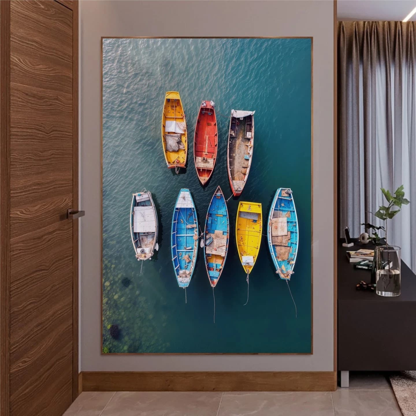 Quadro Barcos Coloridos na Água
