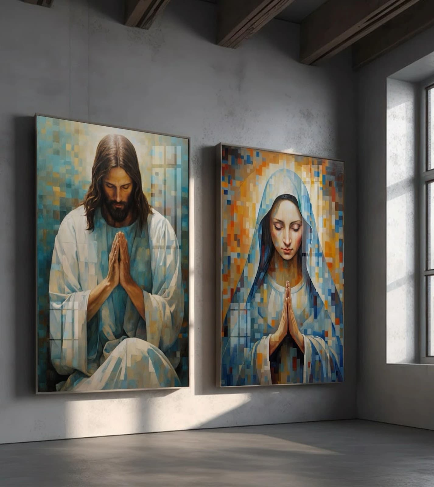 Dupla de Quadros Fé e Contemplação Divina