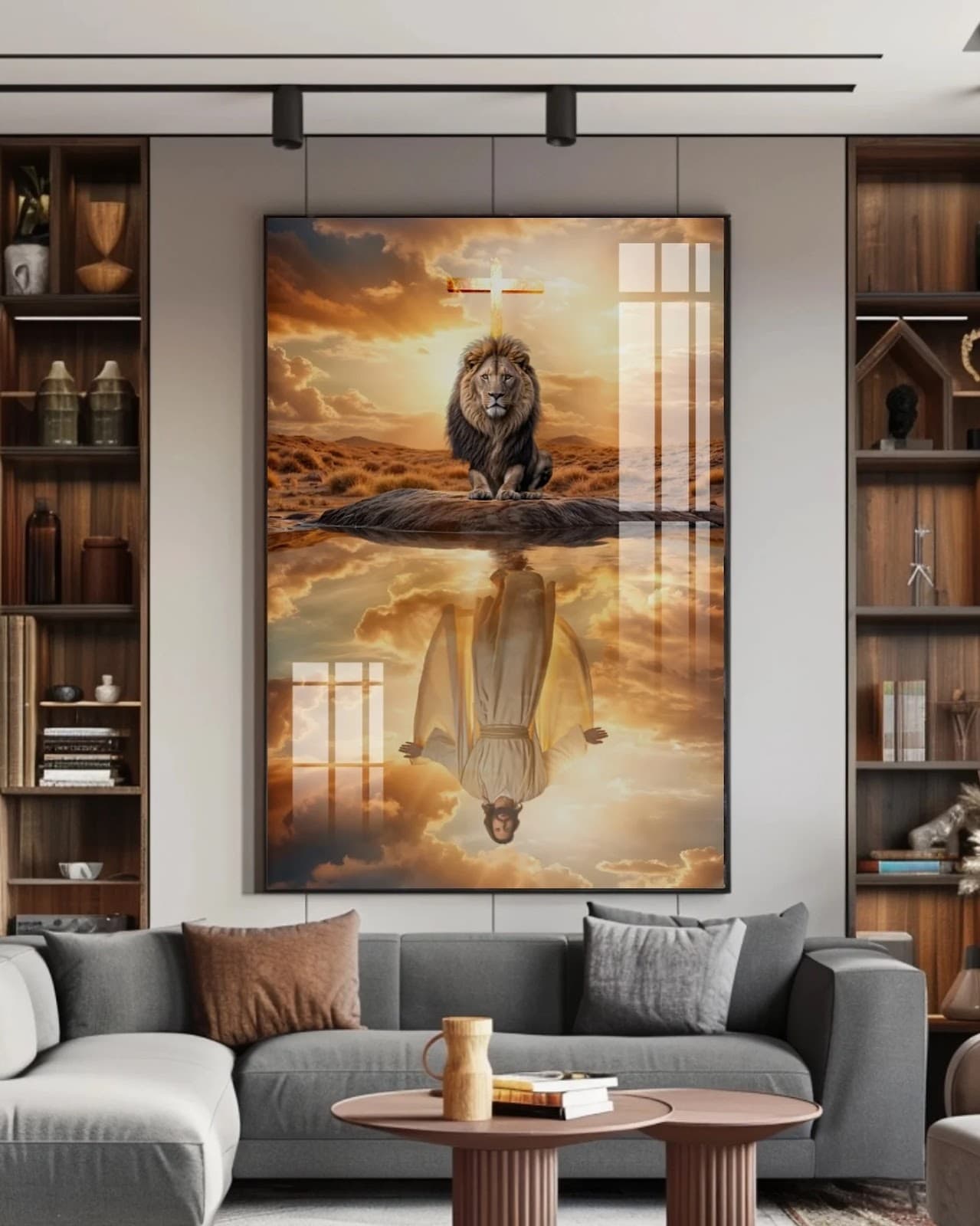 Quadro Leão Reflexo Celeste