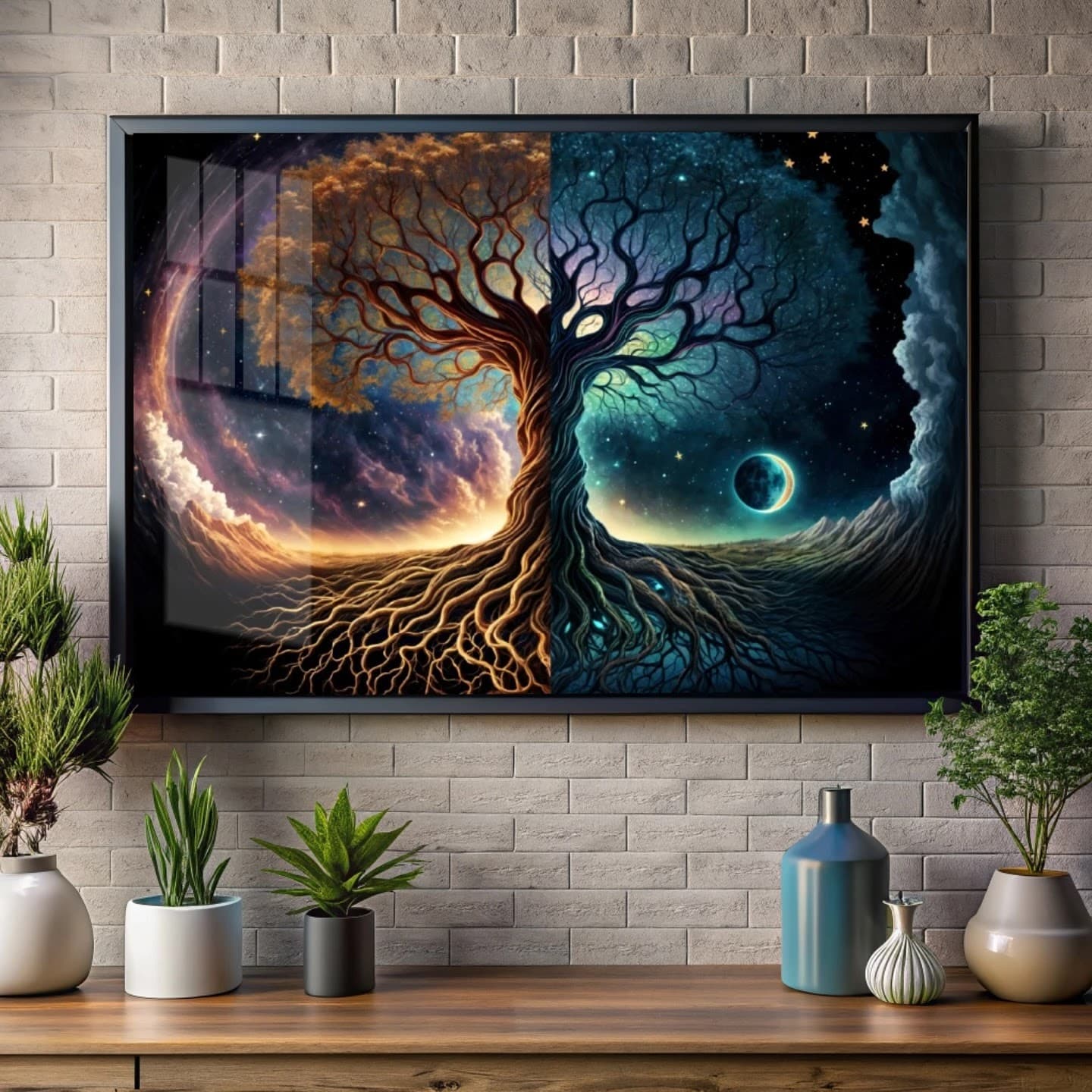 Quadro Árvore da Vida Cósmica Dia e Noite