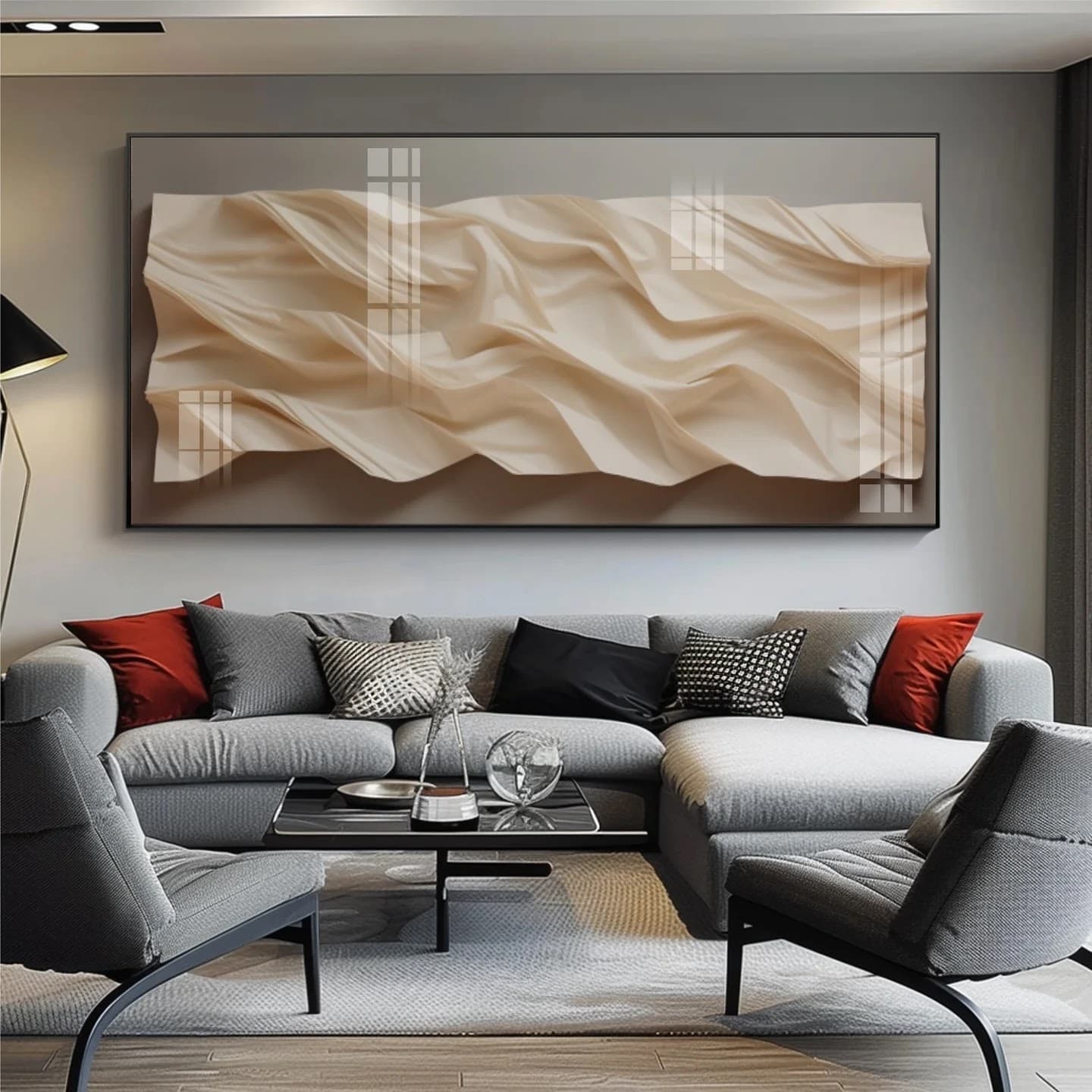 Quadro Textura Ondulada Bege