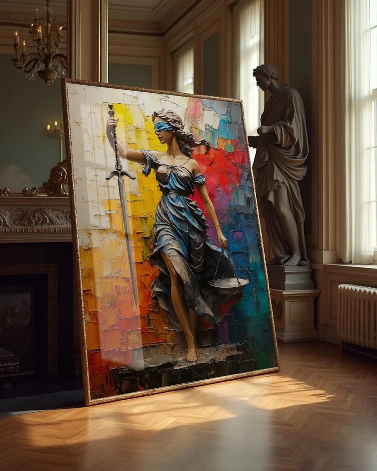 Quadro Justiça em Vitral Colorido