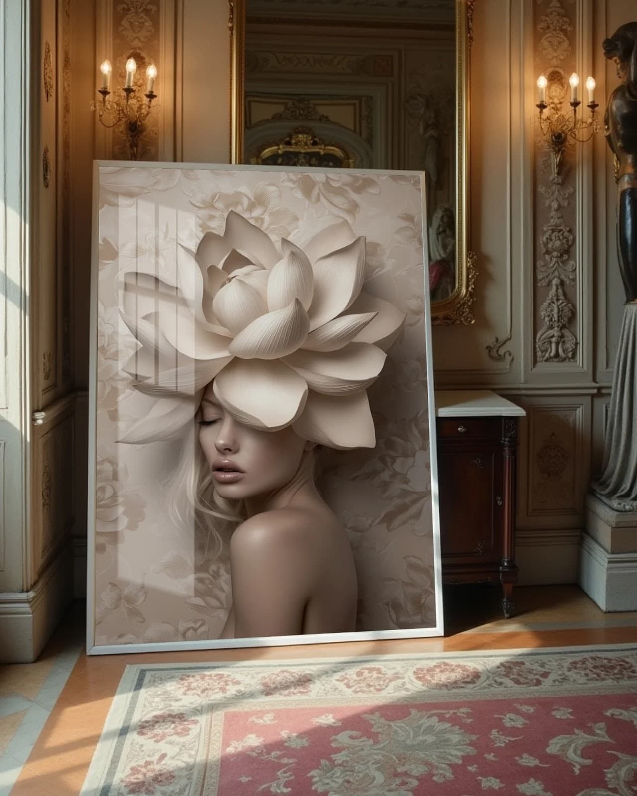 Quadro Flor que Cobre o Rosto