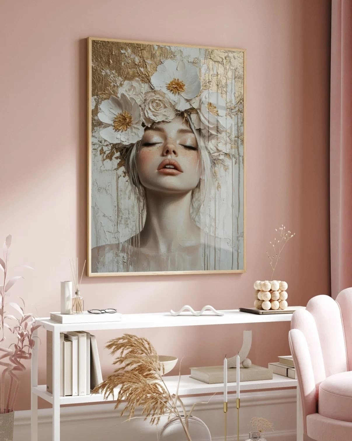 Quadro Mulher Coroa de Flores