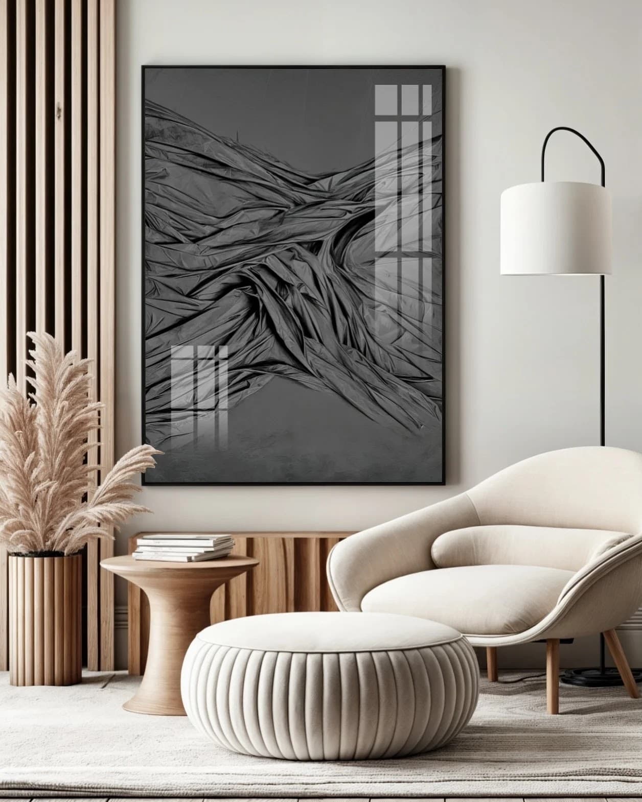Quadro Textura Amassada em Cinza Escuro