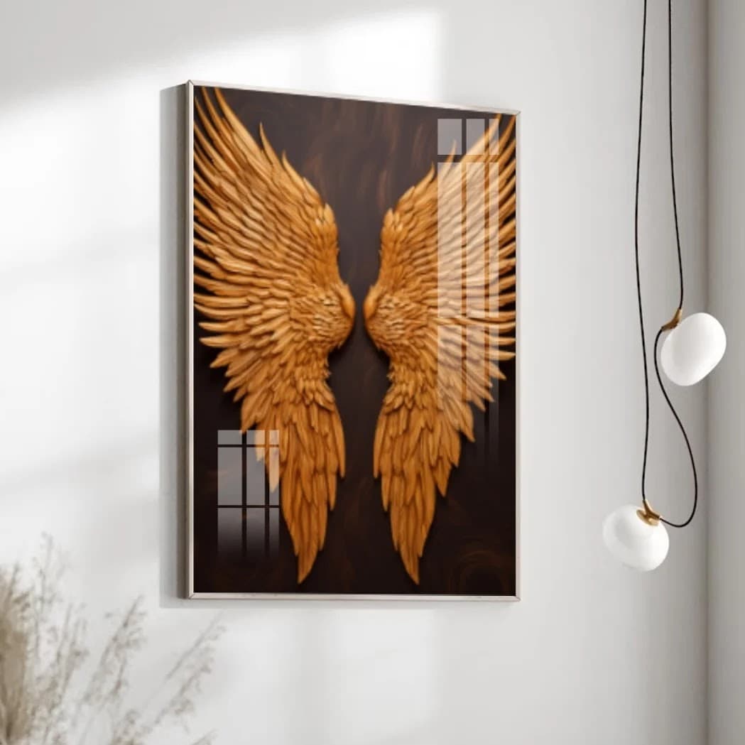 Quadro Asas Douradas Geométricas