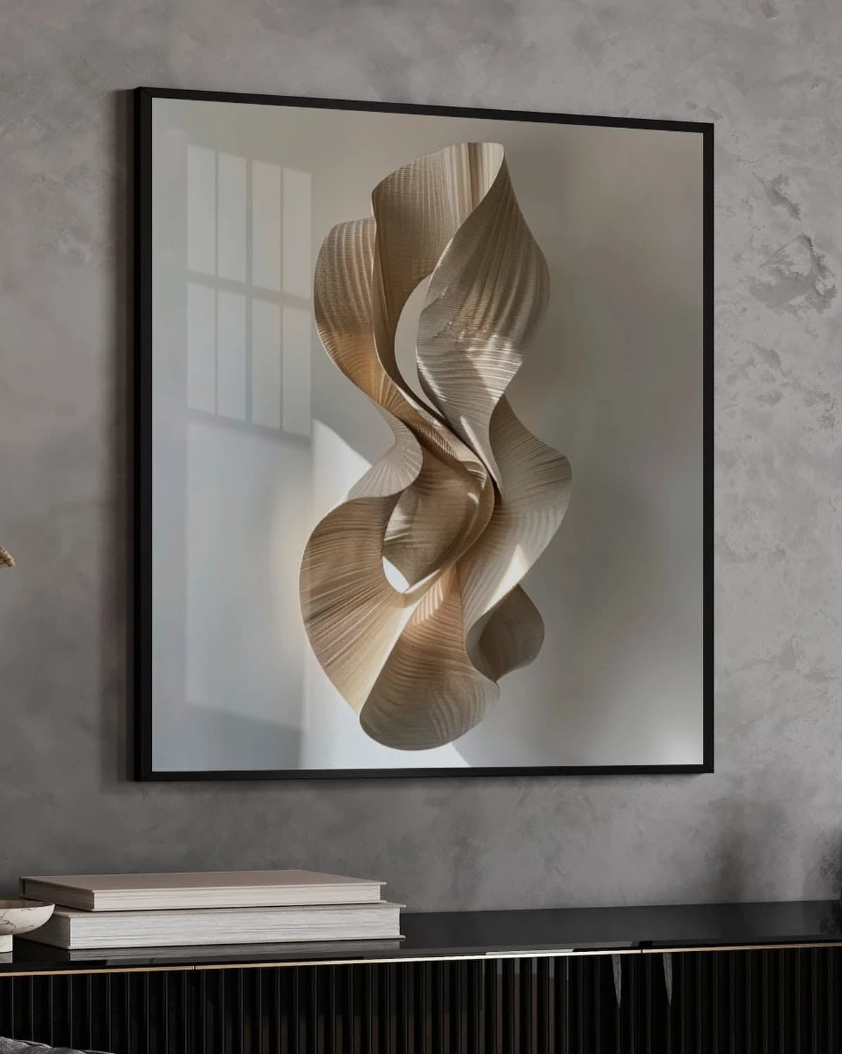 Quadro Escultura Fluida em Tons Neutros