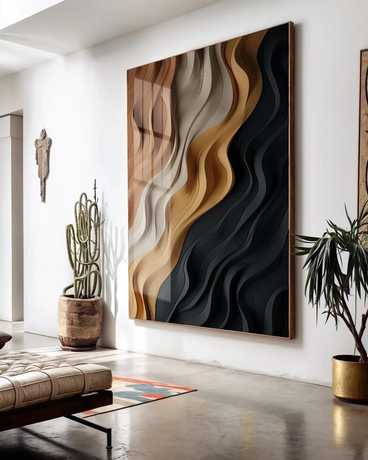 Quadro Ondas Abstratas em Tons Naturais
