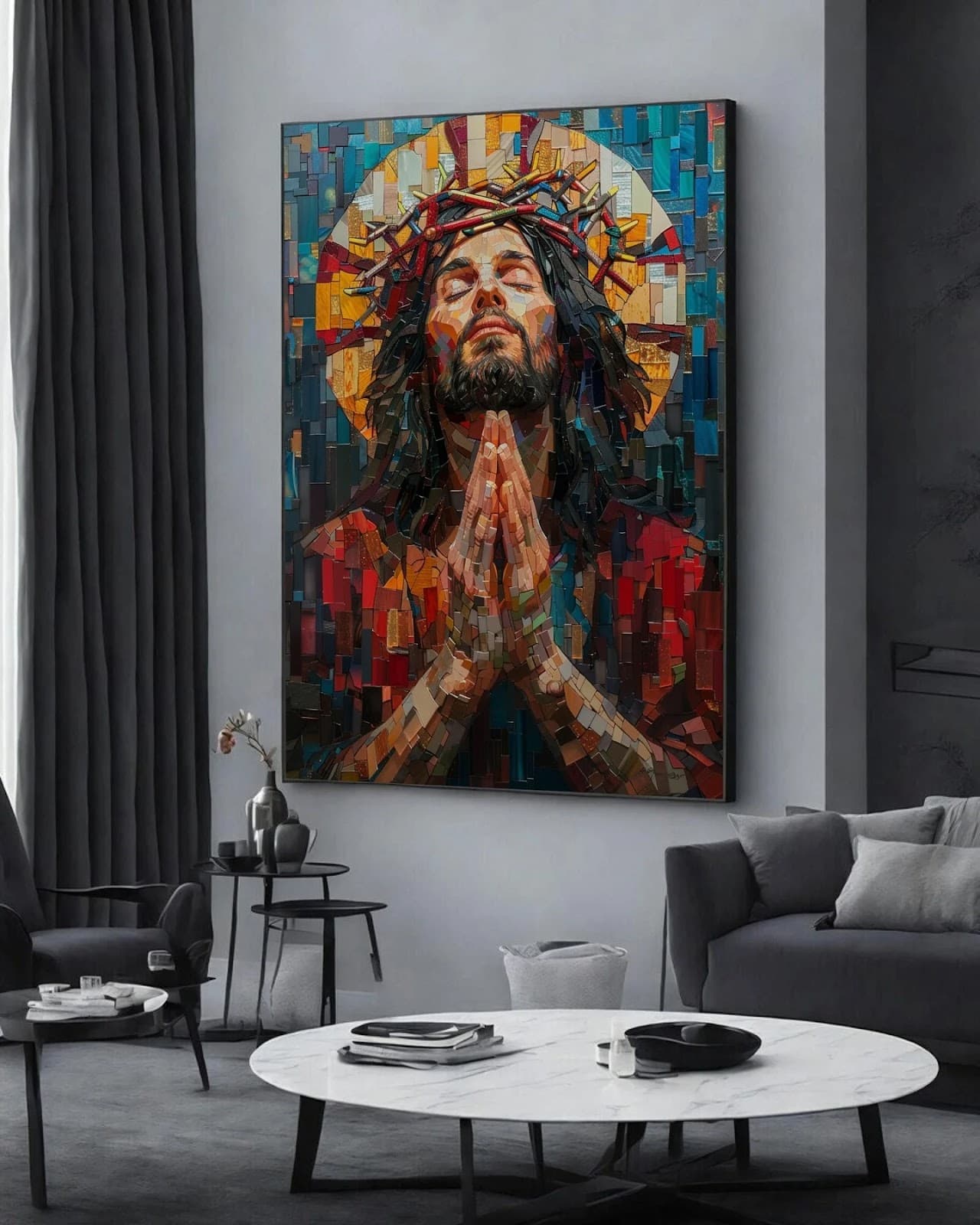 Quadro Jesus em Vitrais