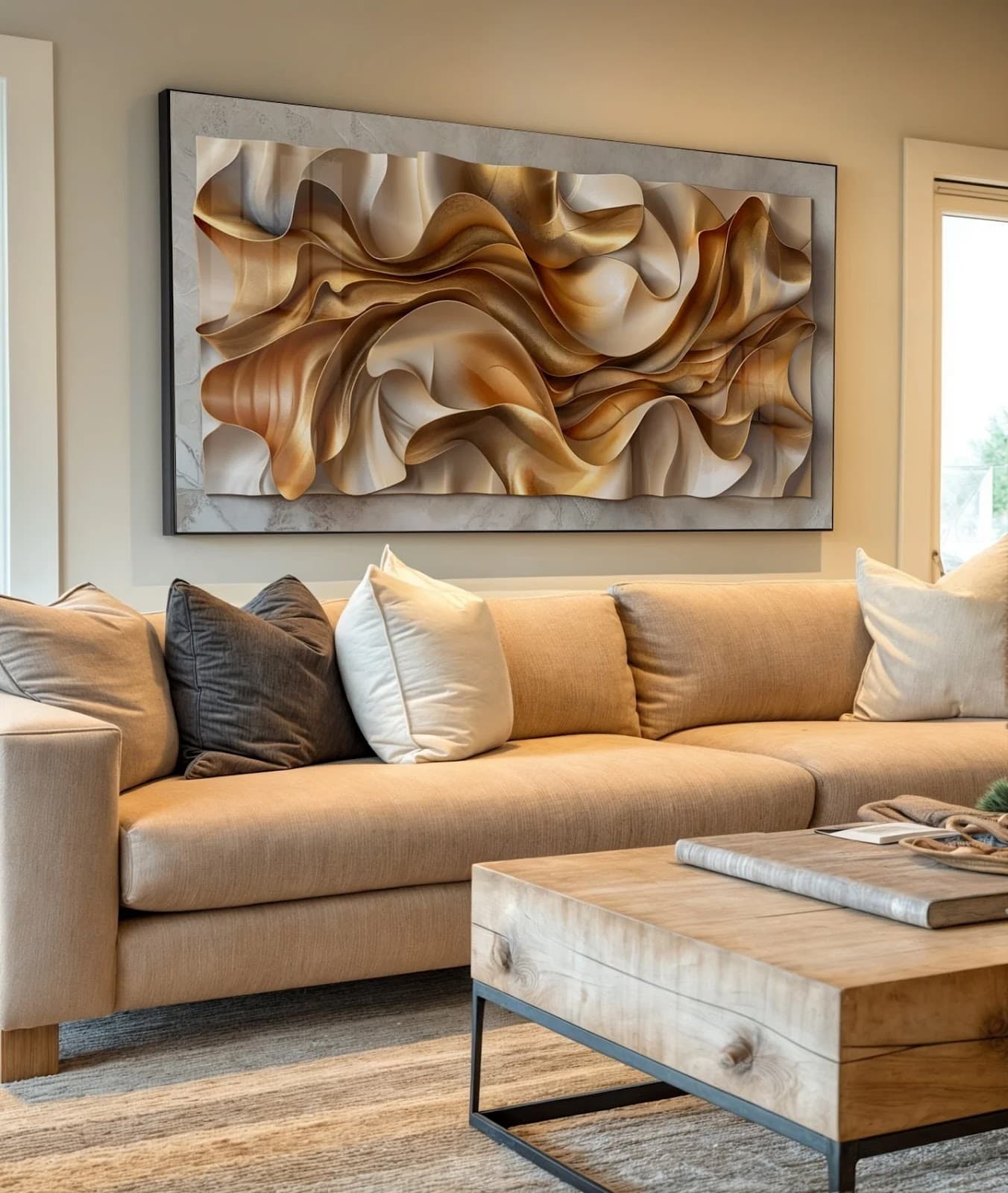 Quadro Ondas Douradas Fluidas