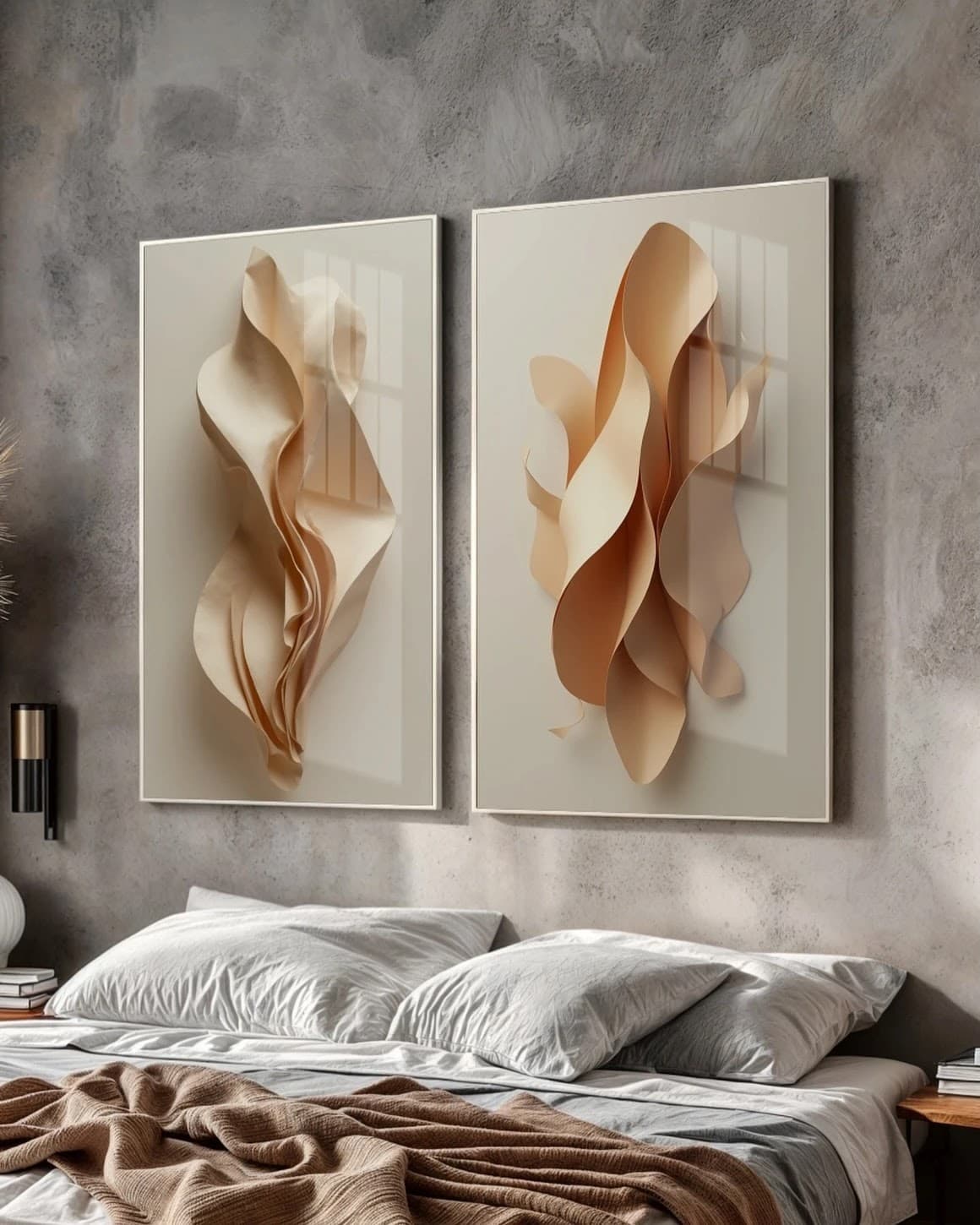 Dupla de Quadros Texturas Fluidas em Tons Quentes