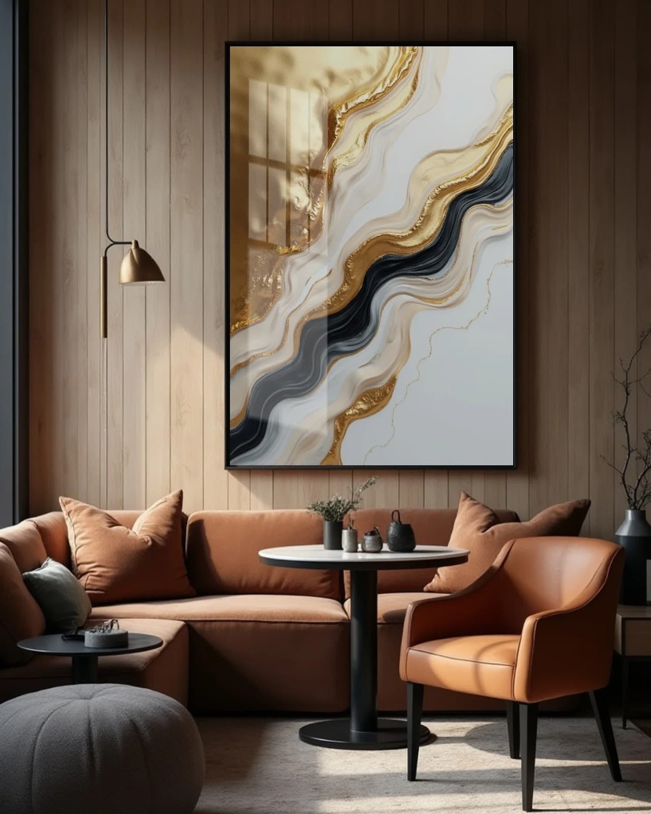Quadro Fluido Dourado e Preto