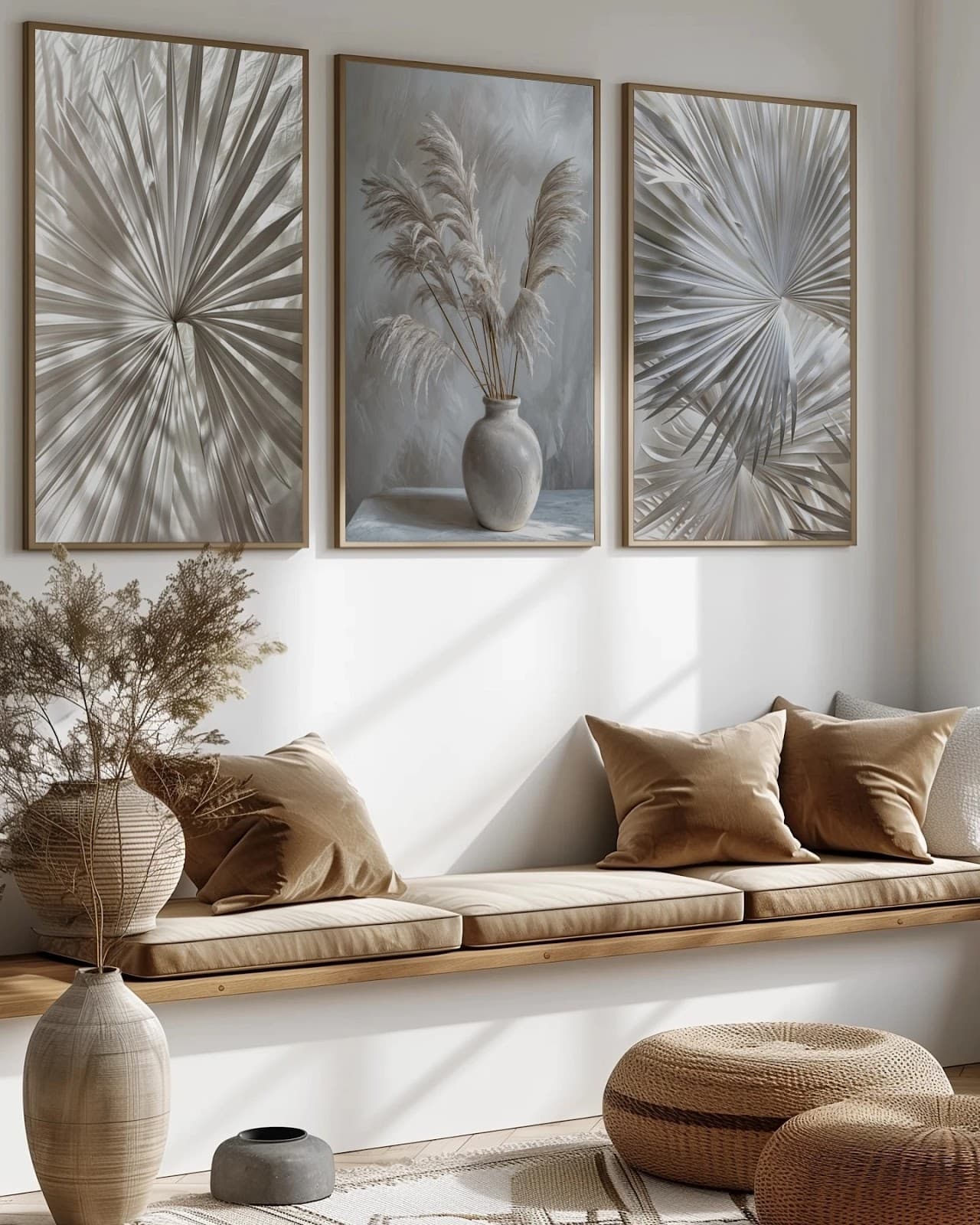 Trio de Quadros Palmeira Zen