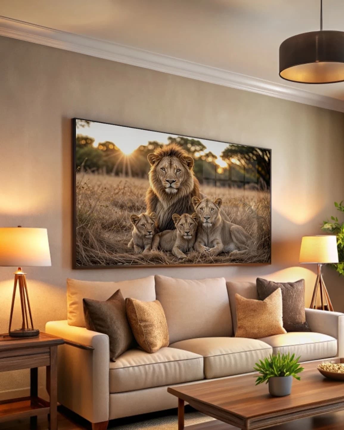 Quadro Leão Abundante com Filhotes
