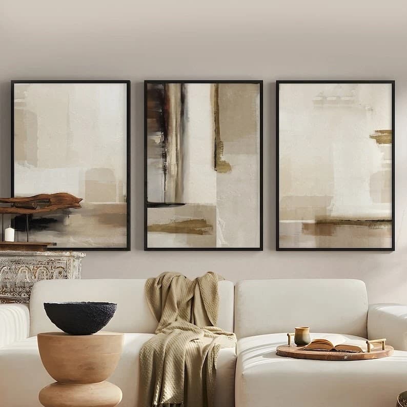 Trio de Quadros Minimalismo Reflexos Naturais