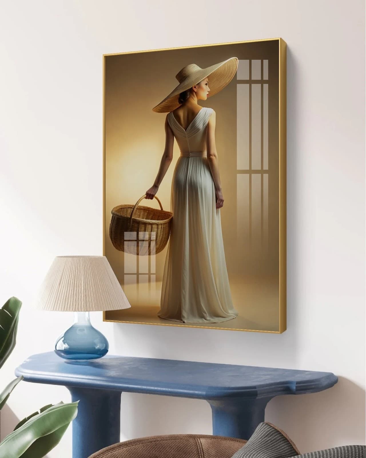 Quadro Mulher com Chapéu e Cesto