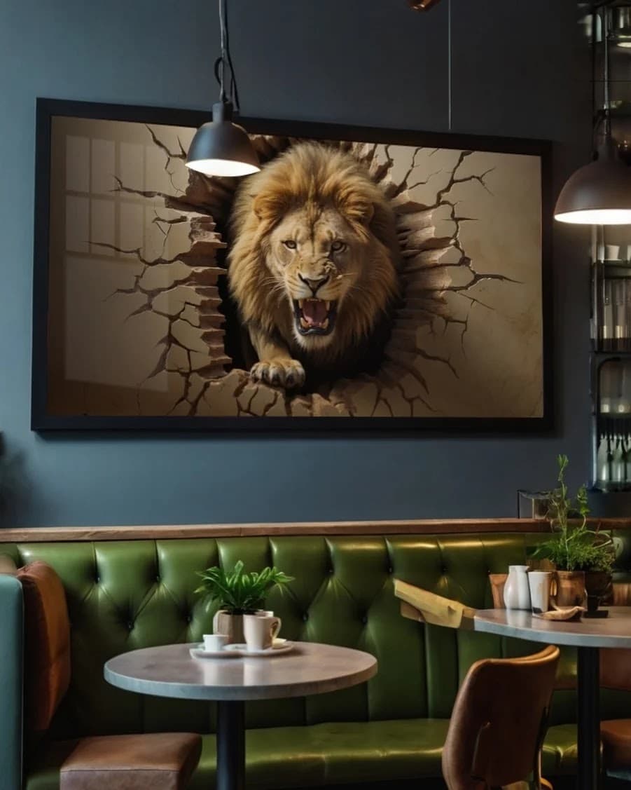Quadro Leão Furioso no Muro