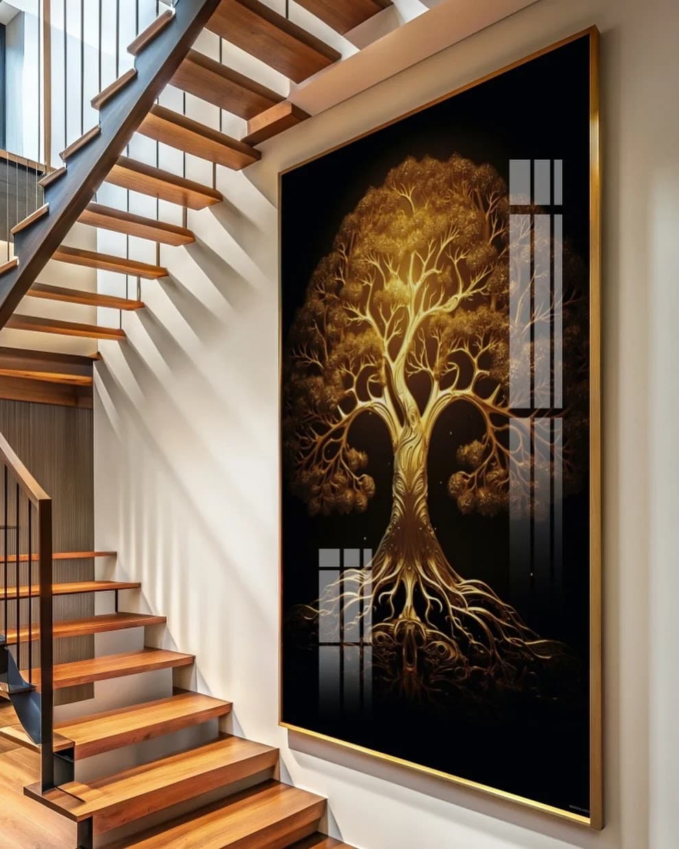 Quadro Árvore Dourada no Escuro