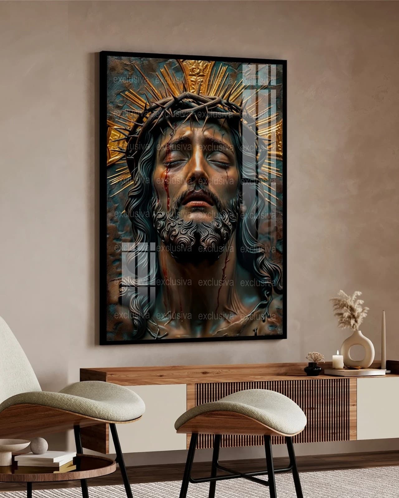 Quadro Cristo Rei em Ouro Divino