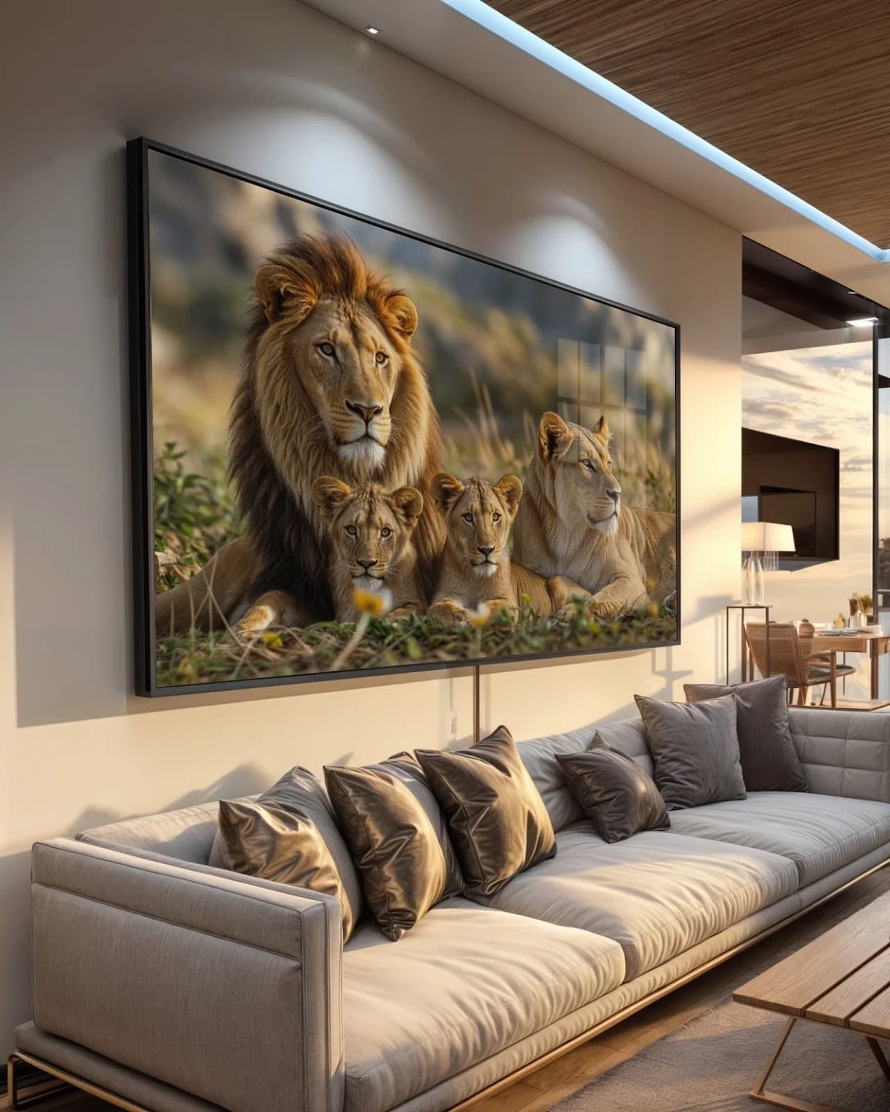 Quadro Leões em Habitat Natural