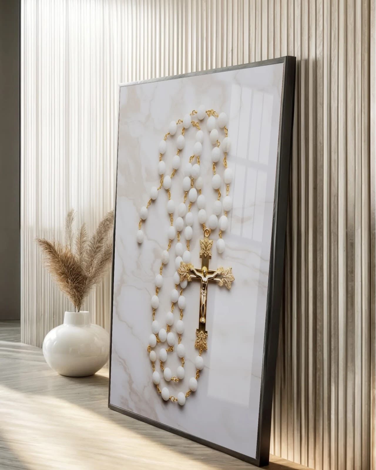 Quadro Rosário Sagrado em Ouro