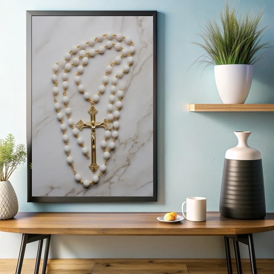 Quadro Rosário em Mármore Sagrado