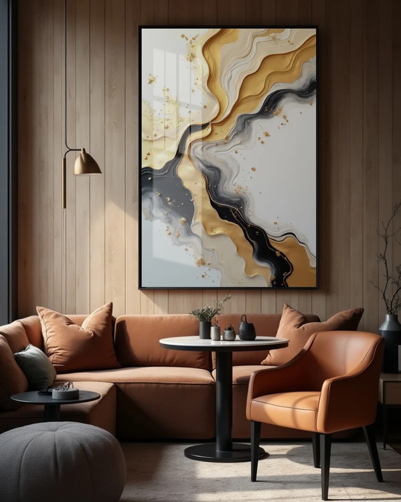 Quadro Abraços de Ouro e Carvão