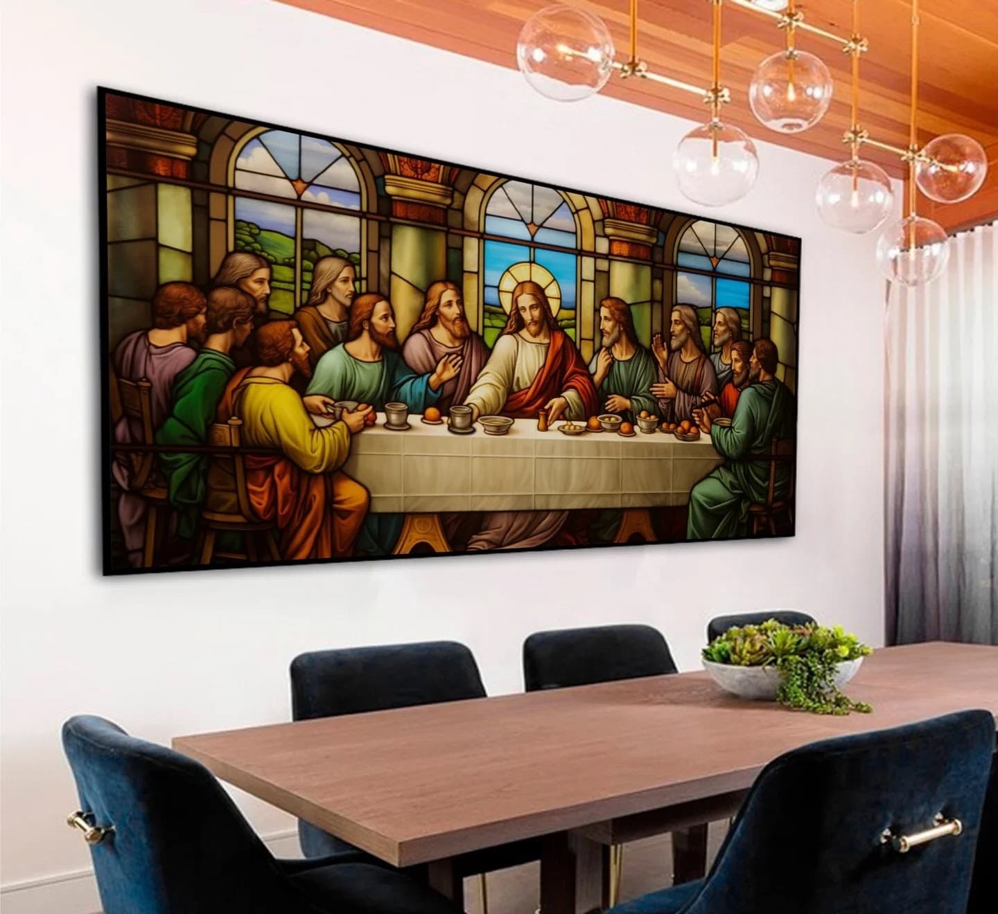 Quadro Santa Ceia em Vitral Sagrado