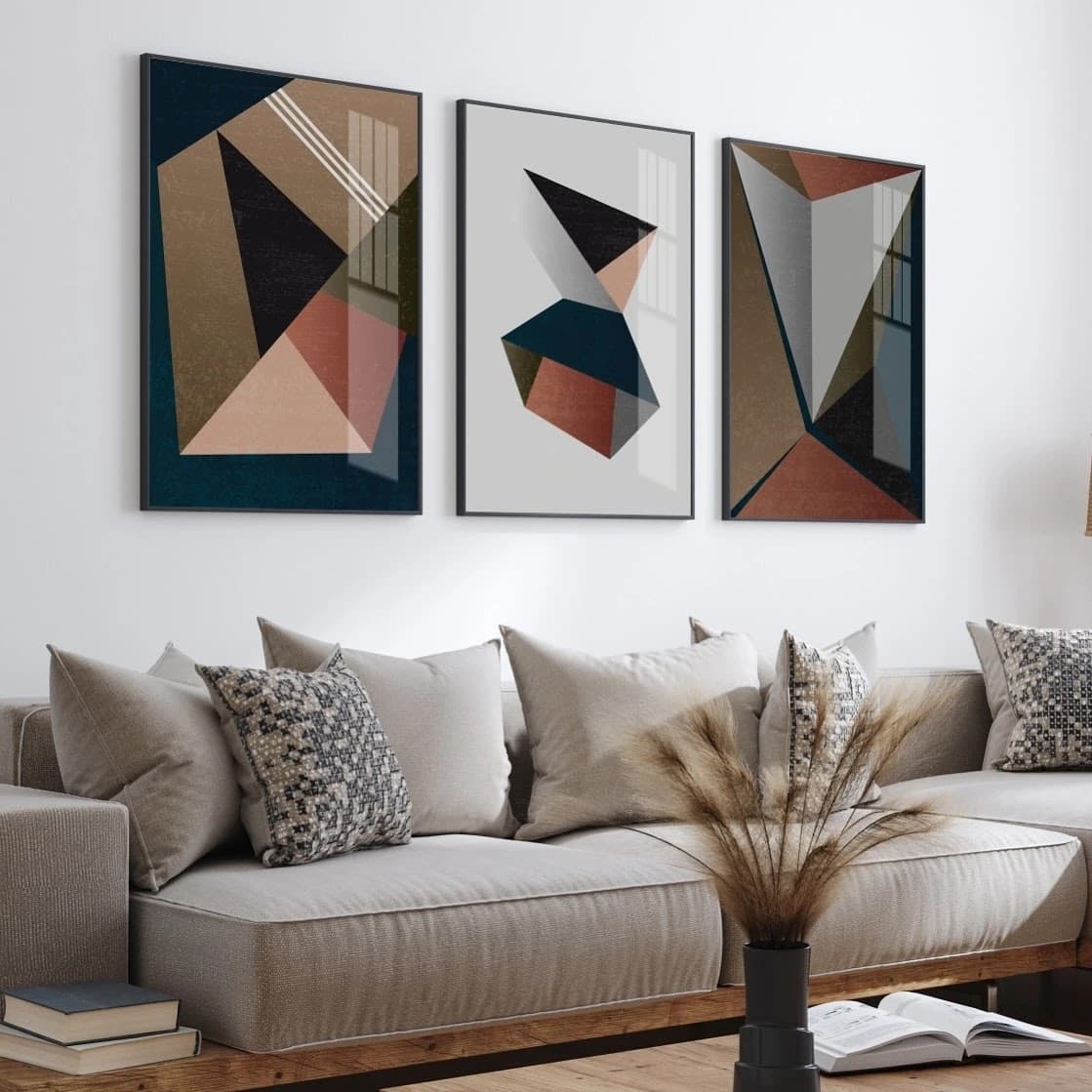 Trio de Quadros Geometria Harmônica em Equilíbrio