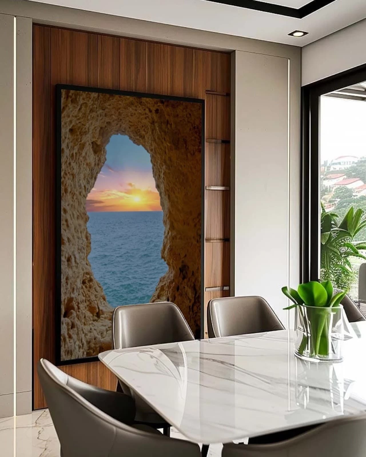 Quadro Caverna Pôr do Sol Épico