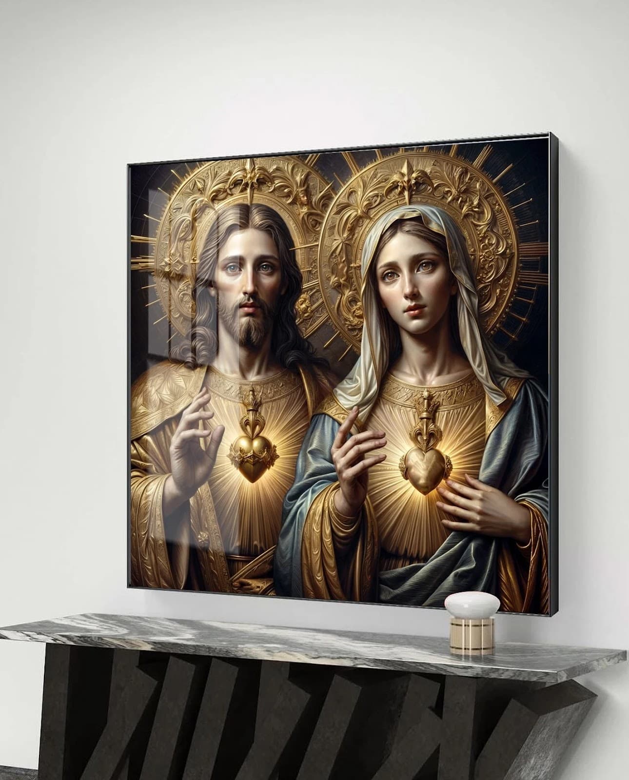 Quadro Sagrado Coracao de Jesus e Maria