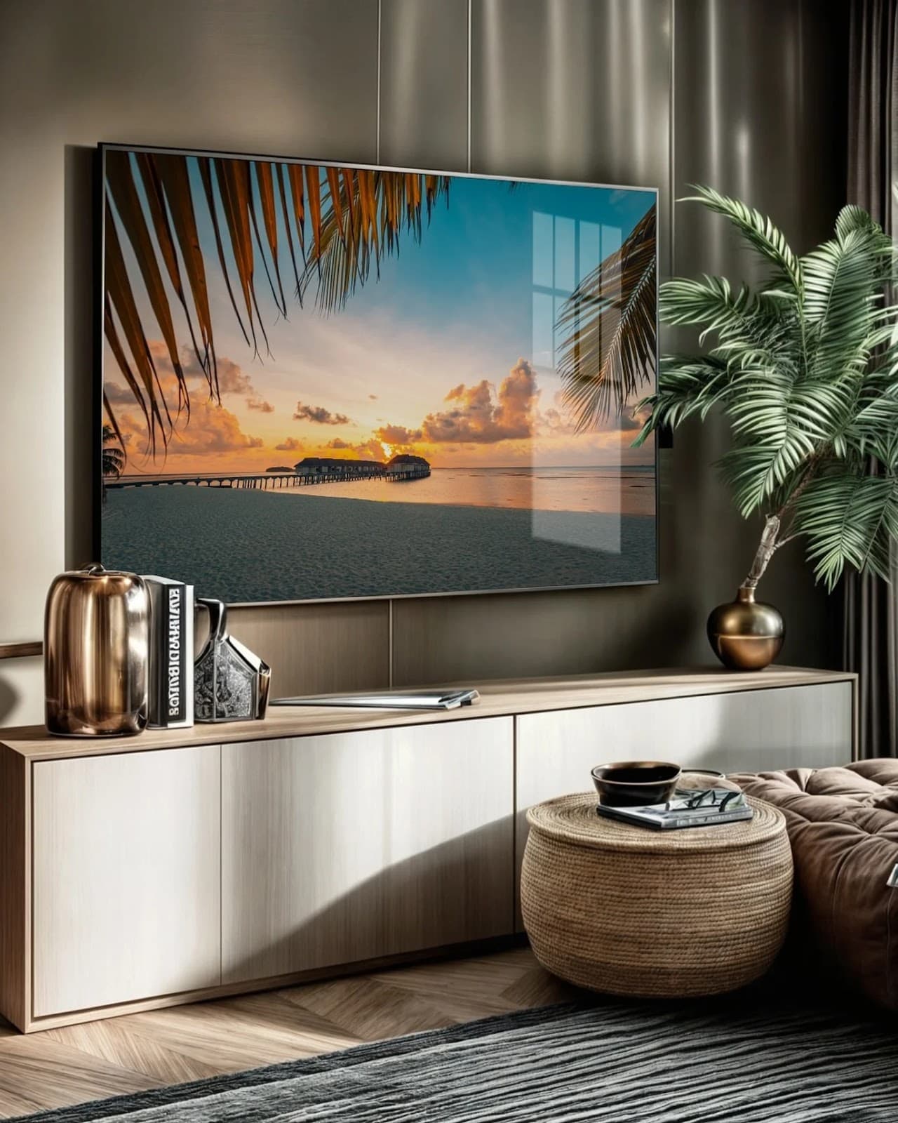 Quadro Paisagem Tropical ao Entardecer