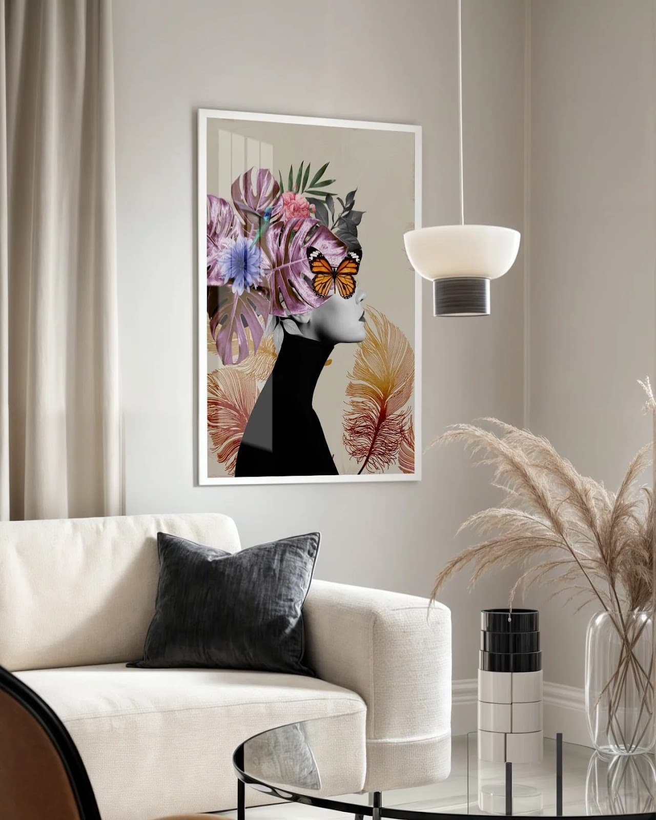 Quadro Retrato Feminino com Flores