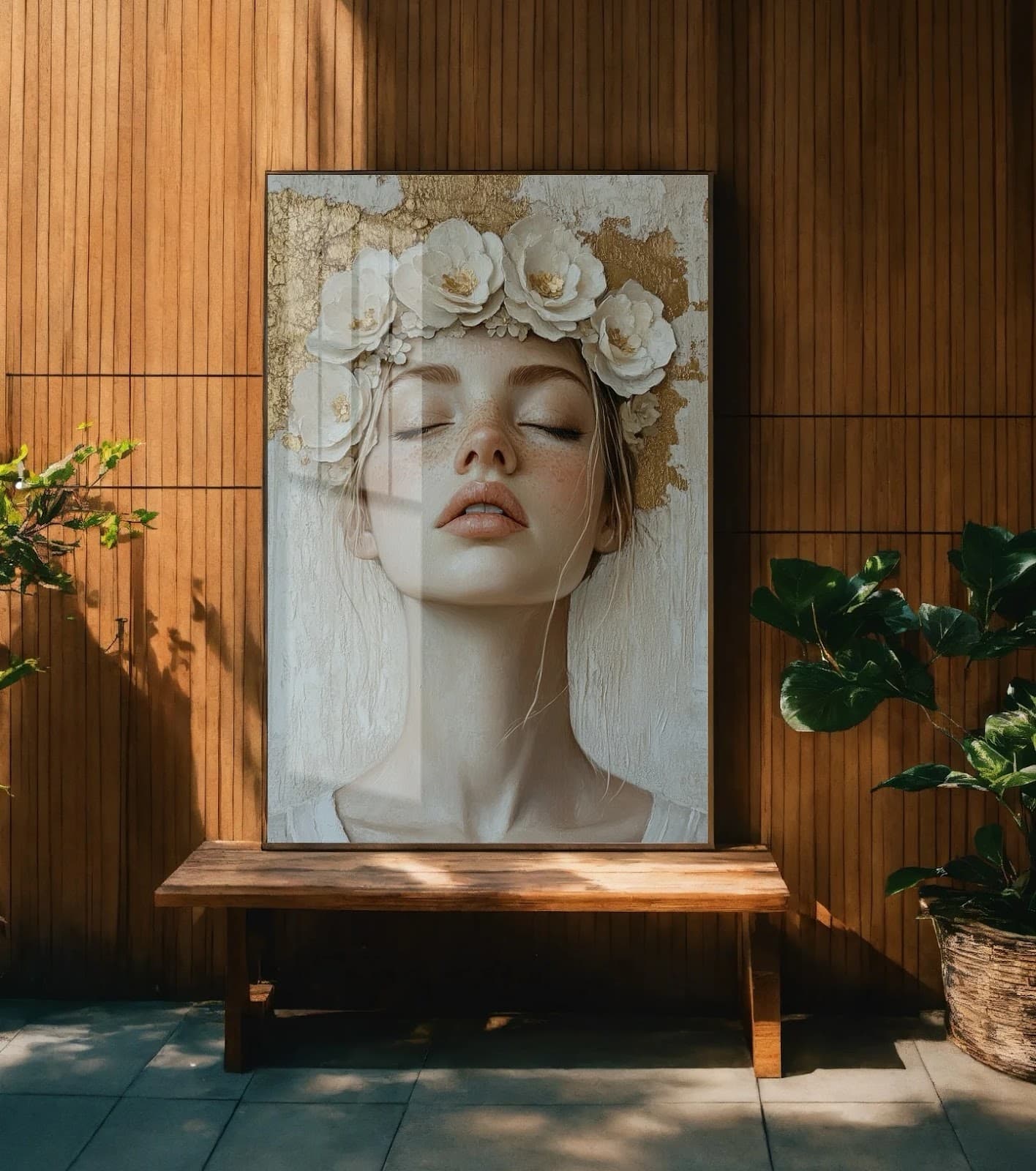 Quadro Mulher Flor Branca Serenidade