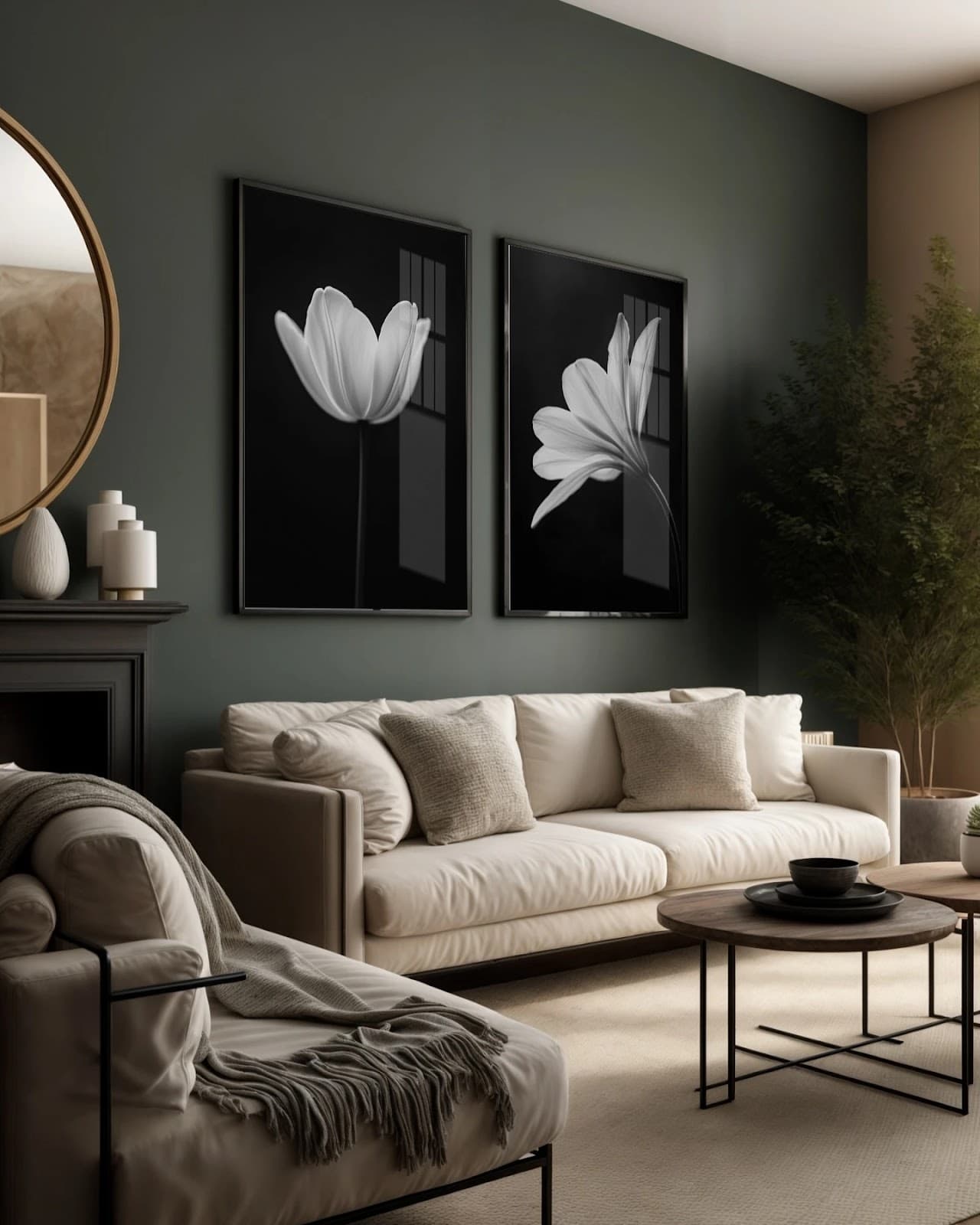 Dupla de Quadros Decorativos P&B